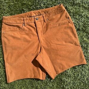 Lululemon Men’s ABC Slim Fit Utilitech Fabric Cut Off Shorts Burnt Carmel 34